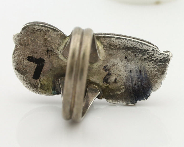 Navajo Handmade Ring 925 Silver Turquiose & Coral Native American Artist C.80's