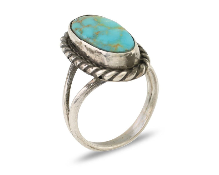 Navajo Handmade Ring 925 Silver Turquoise Native American Artist C.80's