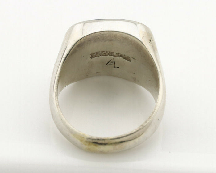 Navajo Inlaid Ring .925 Silver Gemstone Artist Native American C.1980's