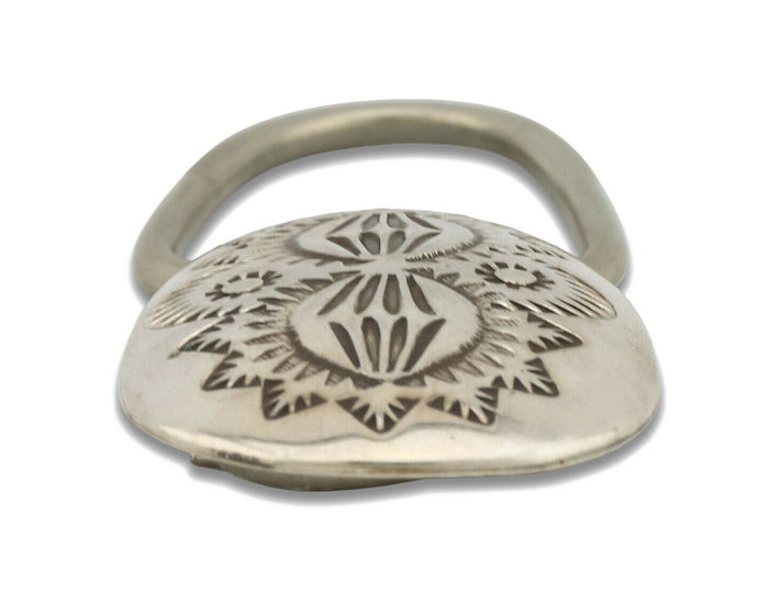 Navajo Key Chain .925 Silver Hand Stamped Native American Artist C.80s