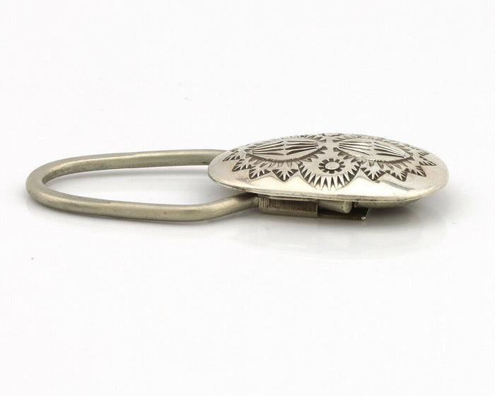 Navajo Key Chain .925 Silver Hand Stamped Native American Artist C.80s