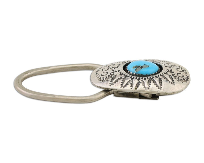 Navajo Key Chain .925 Silver Hand Stamped Native Artist C.80s