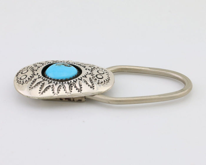 Navajo Key Chain .925 Silver Hand Stamped Native Artist C.80s
