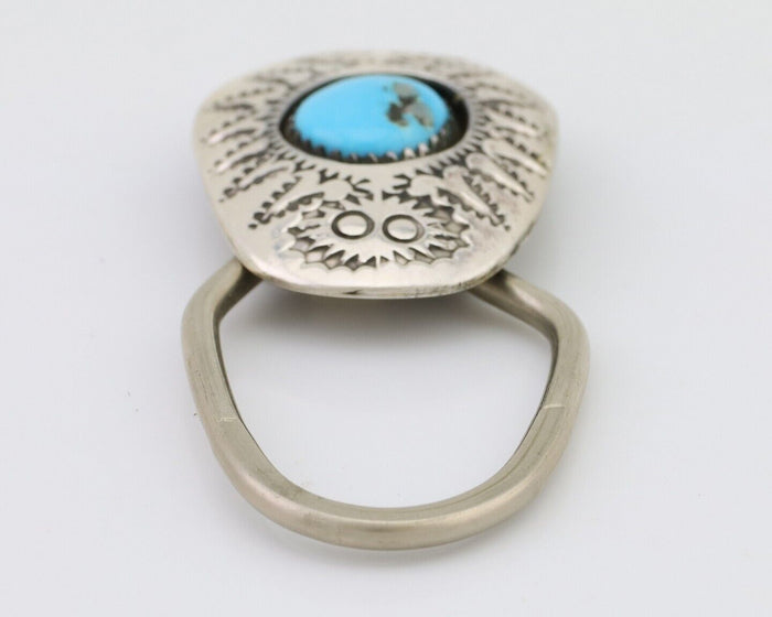 Navajo Key Chain .925 Silver Hand Stamped Native Artist C.80s