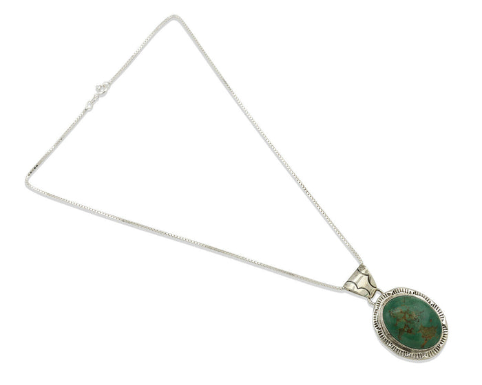 Navajo Kingman Turquoise Pendant .925 Silver Artist Signed JP C.80's