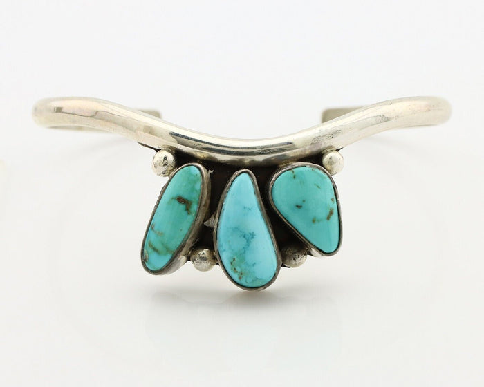 Navajo Link Bracelet .925 Silver Blue Turquoise Native American Artist C.80's