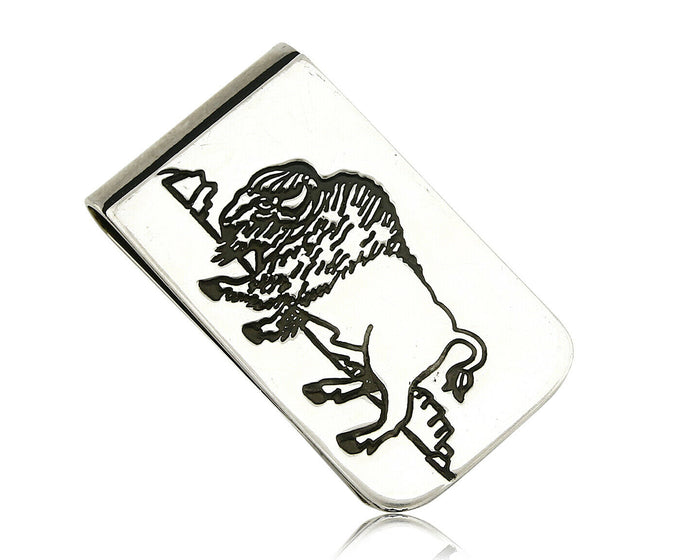 Navajo Money Clip .925 Silver & Nickle Hand Stamped Artist Native C.80's-90's