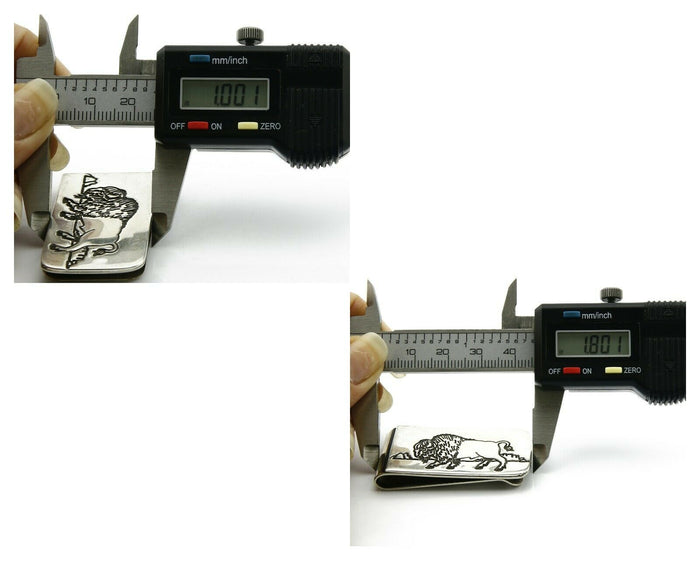 Navajo Money Clip .925 Silver & Nickle Hand Stamped Artist Native C.80's-90's
