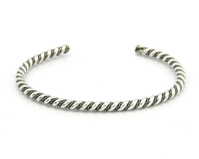 Navajo Montoya 3.8 mm Wide Signed Unknown Artist .925 Silver Handmade Bracelet