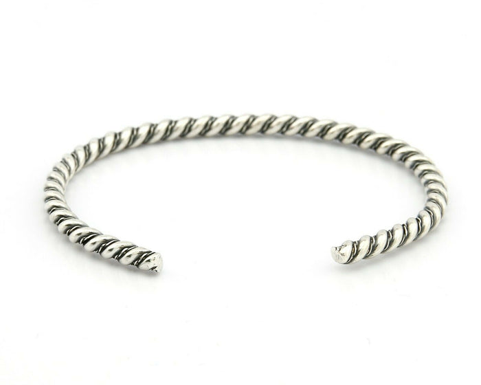 Navajo Montoya 3.8 mm Wide Signed Unknown Artist .925 Silver Handmade Bracelet