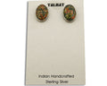 Navajo Natural Agate Gemstone Stud .925 Sterling Silver Earrings