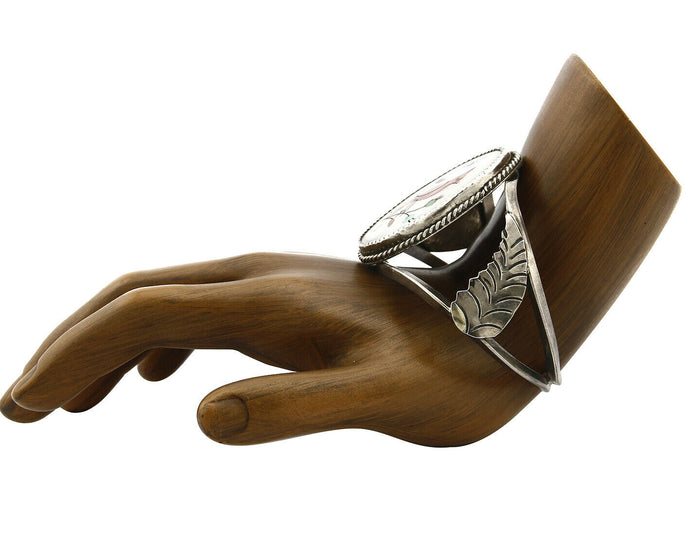 Navajo Natural Gemstone Bracelet 925 Silver Artist Native American Inlaid C.1975