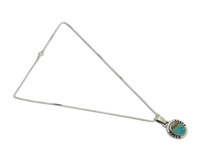 Navajo Necklace 925 Silver Arizona Turquoise Handmade Signed Gecko C.90's