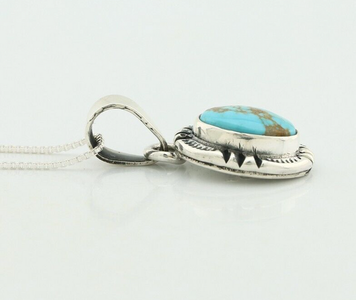 Navajo Necklace 925 Silver Arizona Turquoise Handmade Signed Gecko C.90's