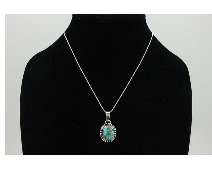 Navajo Necklace 925 Silver Arizona Turquoise Handmade Signed Gecko C.90's