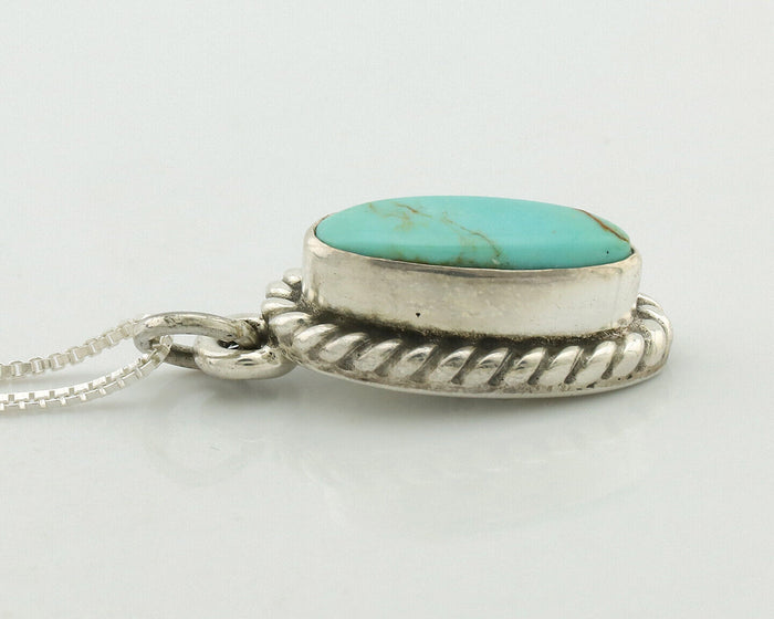 Navajo Necklace .925 Silver Arizona Turquoise Signed Gecko C.1980's