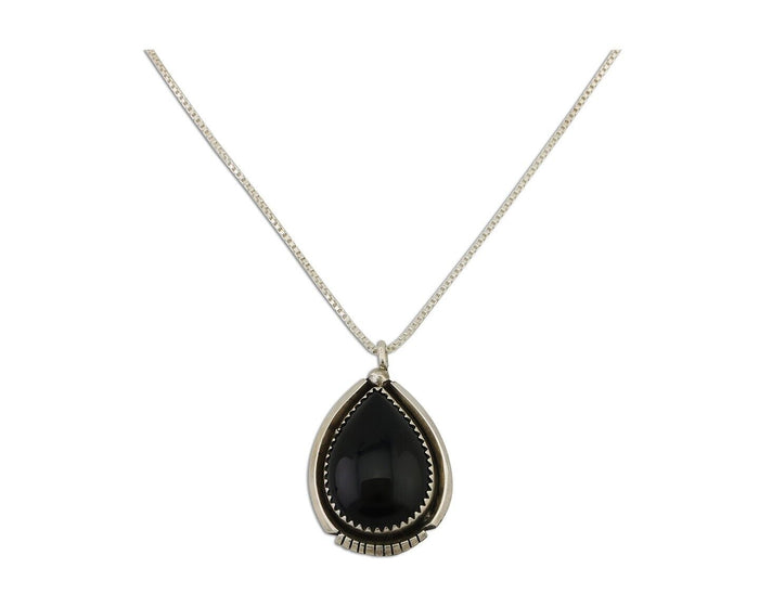 Navajo Necklace 925 Silver Black Onyx Artist Signed BB C.80's