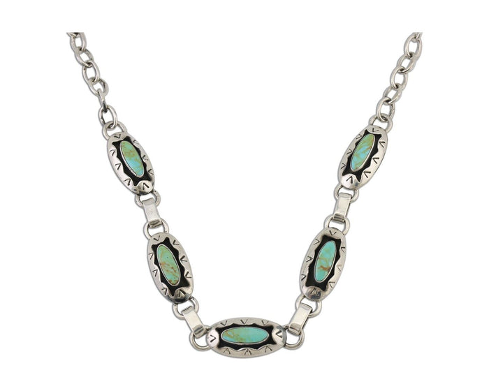 Navajo Necklace 925 Silver Blue Arizona Turquoise Native American Artist C.80's