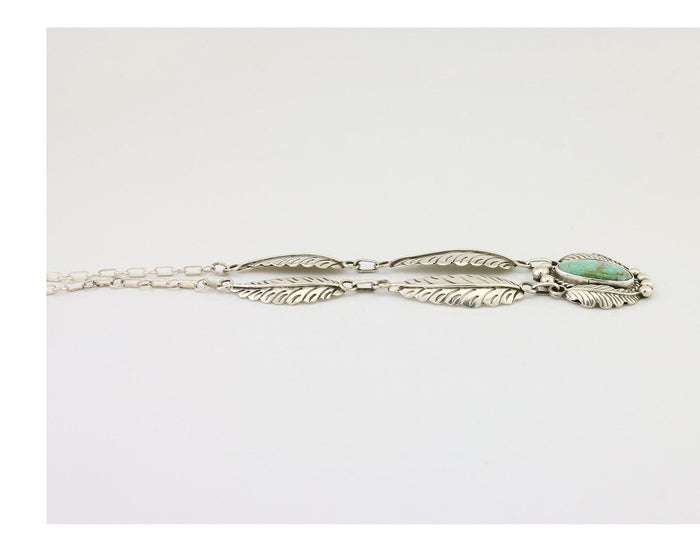 Navajo Necklace 925 Silver Blue Turquoise Artist Signed Sun Rise C.80's