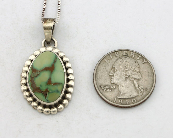 Navajo Necklace 925 Silver Damele Turquoise Native American Artist Signed C.80's