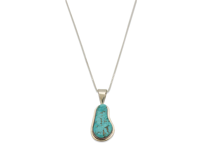 Navajo Necklace .925 Silver Fox Mine Turquoise Signed Doug Zachary C.1980's