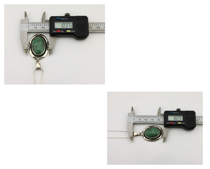 Navajo Necklace 925 Silver Green Turquoise Signed C Montoya C.80's