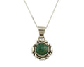 Navajo Necklace .925 Silver Green Variscite Signed Sun C.80's