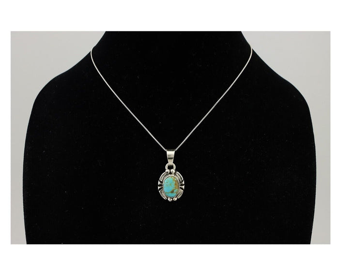 Navajo Necklace 925 Silver Kingman Turquoise Artist Signed Gecko C.90s