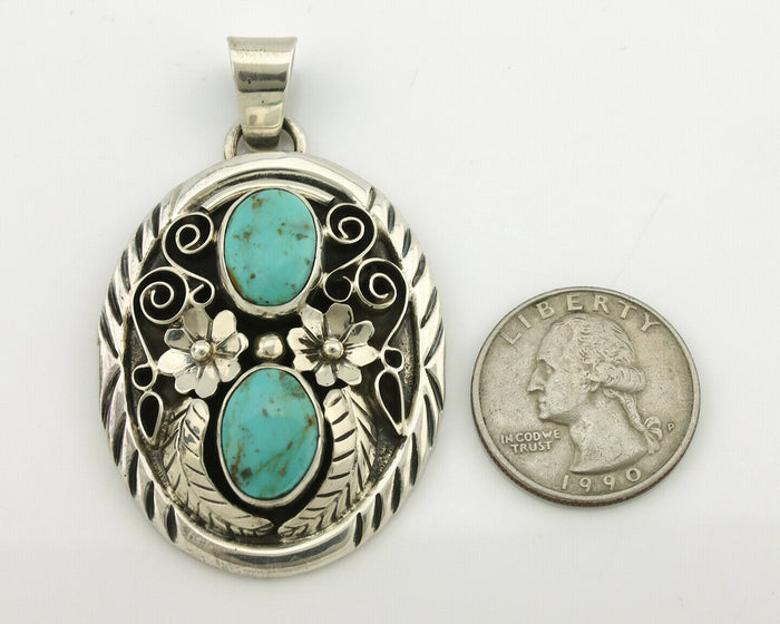 Navajo Necklace .925 Silver Kingman Turquoise Native American C.80's