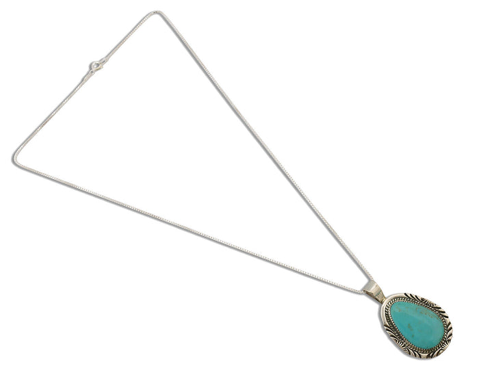 Navajo Necklace .925 Silver Kingman Turquoise Native American Signed C.1980's