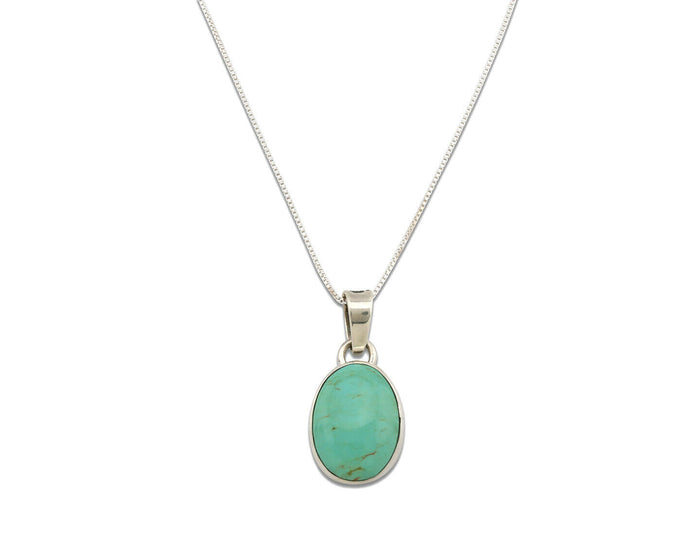 Navajo Necklace .925 Silver Kingman Turquoise Signed Gecko C.80's