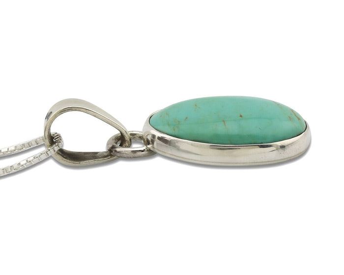Navajo Necklace .925 Silver Kingman Turquoise Signed Gecko C.80's