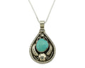 Navajo Necklace .925 Silver Kingman Turquoise Signed Tepee C.1980's