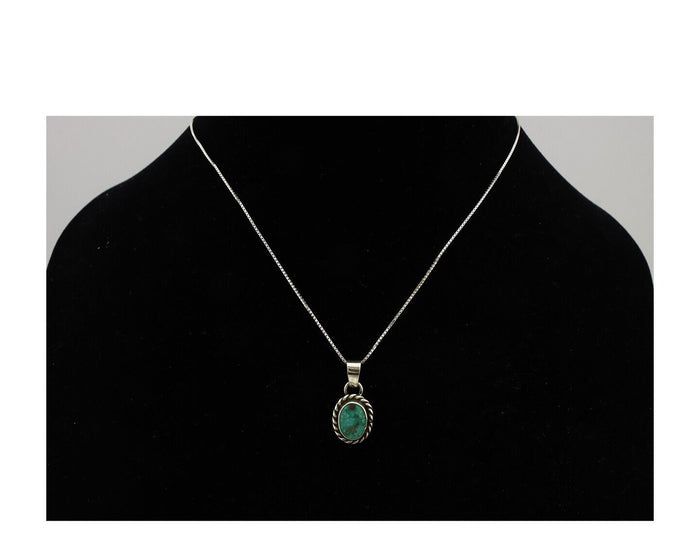 Navajo Necklace 925 Silver Natural Kingman Turquoise Native Artist C.2008