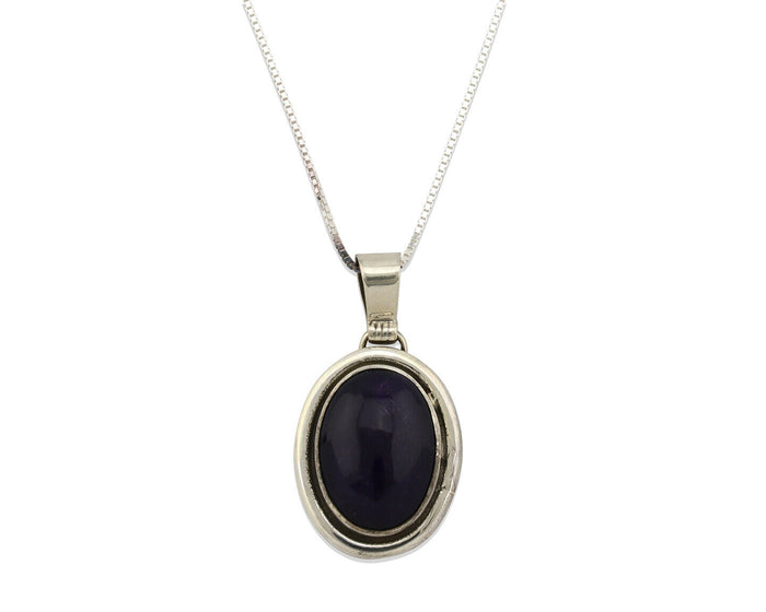 Navajo Necklace .925 Silver Natural Sugilite Apache Manufacturing C.80's