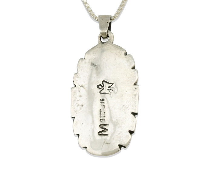 Navajo Necklace .925 Silver Sleeping Beauty Turquoise Signed M Montoya C.80's