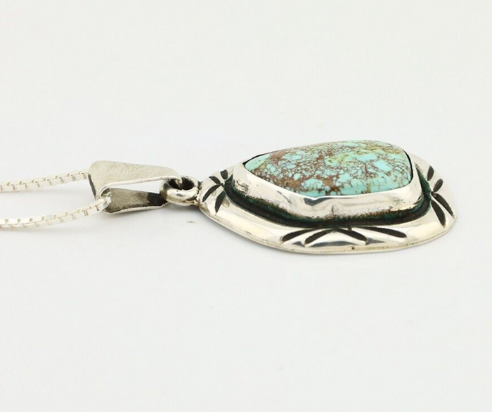 Navajo Necklace 925 Silver Spiderweb Turquoise Signed C Montoya C.80's