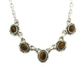 Navajo Necklace .925 Silver Tiger Eye Sapphire Native American Artist C.80's