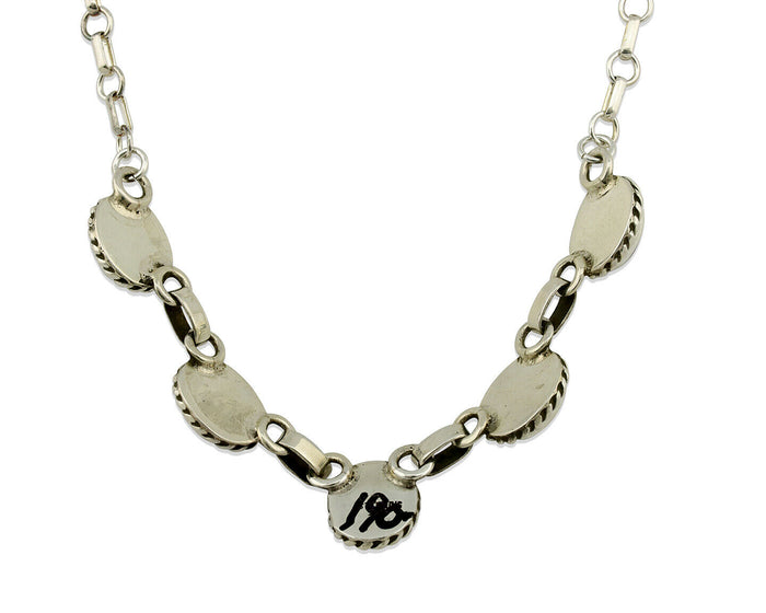 Navajo Necklace .925 Silver Tiger Eye Sapphire Native American Artist C.80's