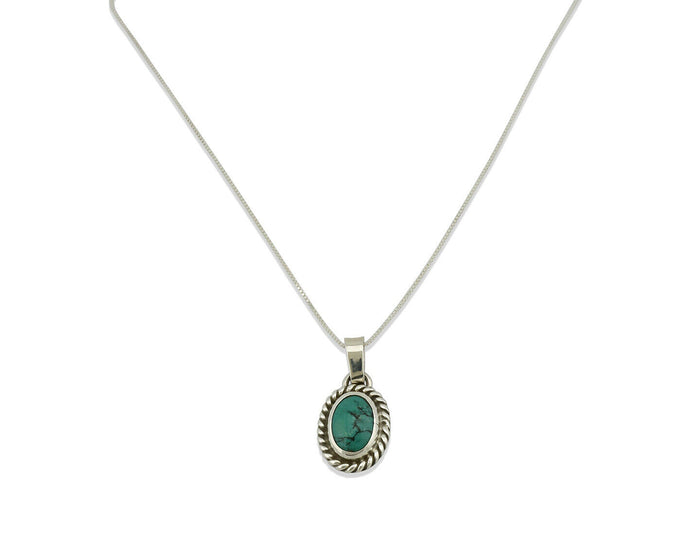Navajo Pendant .925 Silver Aqua Turquoise Native American C.80's