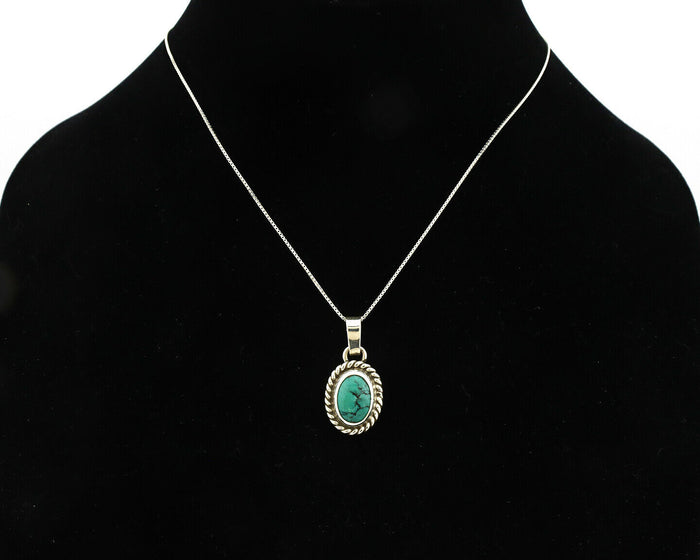 Navajo Pendant .925 Silver Aqua Turquoise Native American C.80's