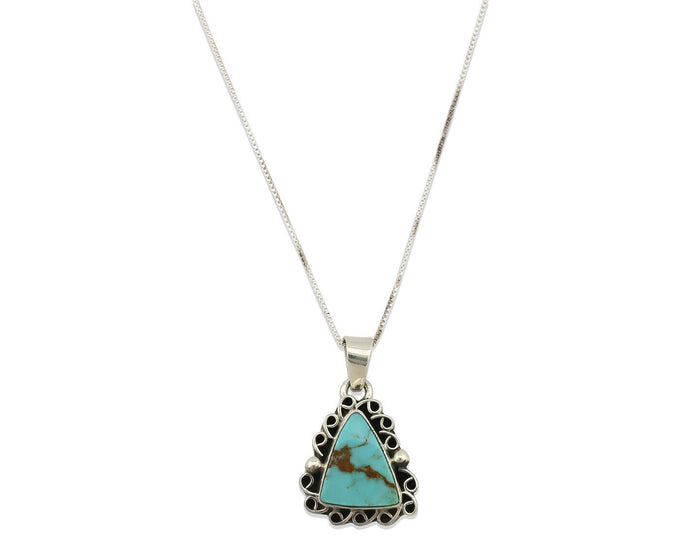 Navajo Pendant .925 Silver Bisbee Turquoise Artist Signed Gecko C.80's