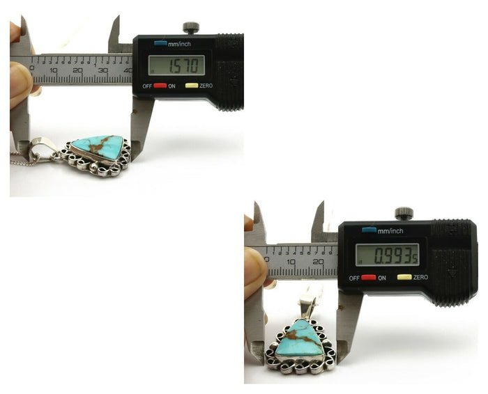 Navajo Pendant .925 Silver Bisbee Turquoise Artist Signed Gecko C.80's