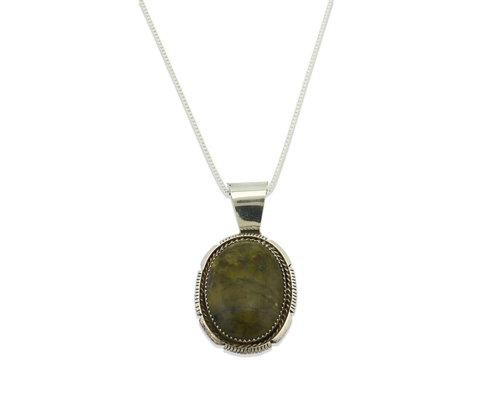 Navajo Pendant .925 Silver Green Agate Turquoise Artist Signed BB C.80's