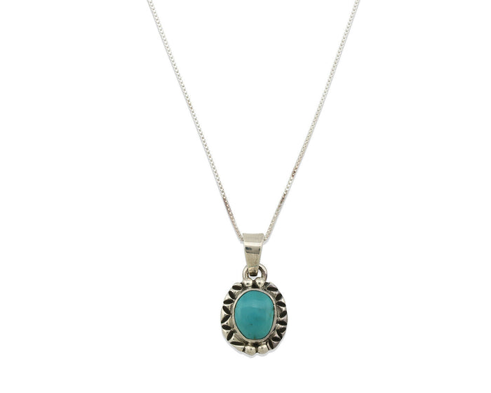 Navajo Pendant .925 Silver Kingman Turquoise Artist Signed Gecko C.80's