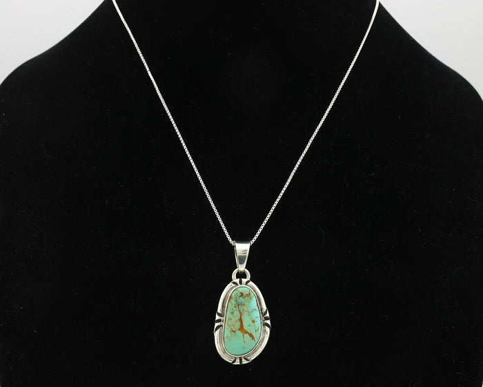 Navajo Pendant .925 Silver Kingman Turquoise Artist Signed Gecko C.80's
