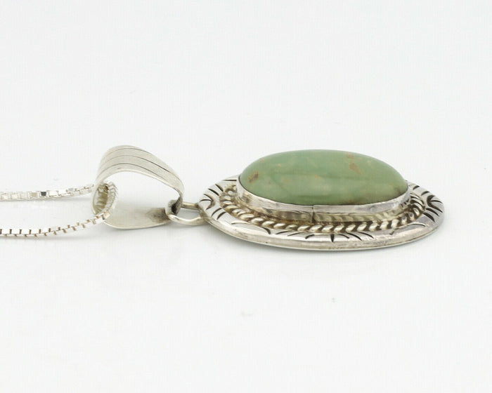 Navajo Pendant .925 Silver Manassas Turquoise Artist Signed JP C.80's