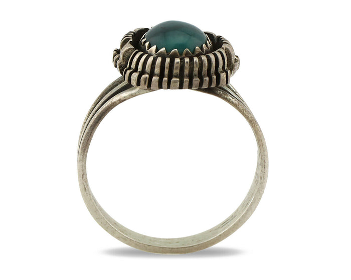 Navajo Ring .925 Silver Black Turquoise Artist Signed T.I.W C.80's