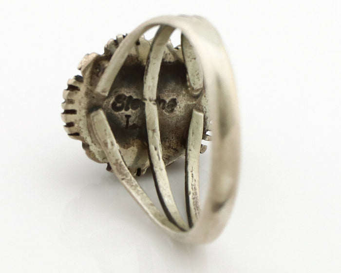 Navajo Ring .925 Silver Black Turquoise Artist Signed T.I.W C.80's
