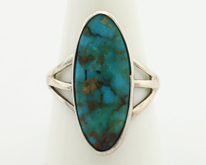 Navajo Ring .925 Silver Blue Gem Turquoise Native American Artist C.80's